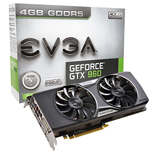 EVGA GeForce GTX 960 2GB GAMING ACX 2.0+, Whisper Silent Cooling Graphics Card 02G-P4-2963-KR