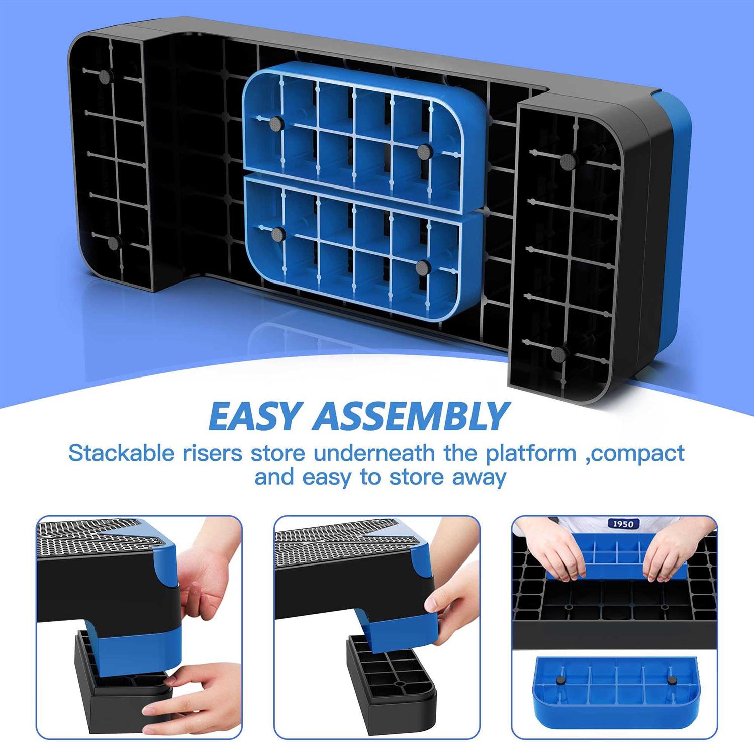 GYMMAGE Aerobic Exercise Step Adjustable Aerobic Stepper for Exercise Workout Step Platform for Step Up - Sports Supplies Online Store