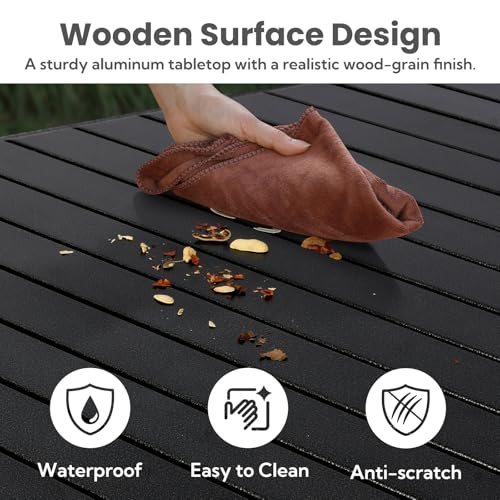 Portable Outdoor Camping Table Large for 2-6 Person - Foldable Camp Table with Aluminum Roll-Up Top & Carry Bag for BBQ, Tailgating, Backyard