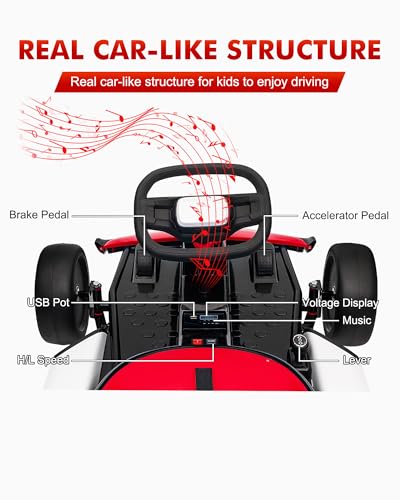 24V Go Kart for Kids 6-12 Year Old,Child Electric Drift Go-Kart with Music Mode,Electric Drifting Go Cart with Powerful Motor for 6+ Years Kid