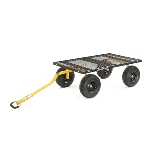 Gorilla Carts 1000 Pound Capacity Heavy Duty Steel Mesh Versatile Utility Wagon Cart with Easy Grip Handle for Outdoor Hauling and Gardening, Gray