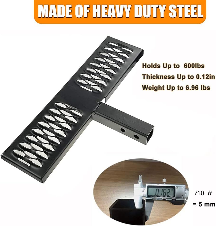 POWERWORKS Universal Hitch Step Anti Slip and Rust Towing Bumper Guard Black ，Accessories Rear Hitch Step Fit 2" Rear Hitch Receivers with 24.4"