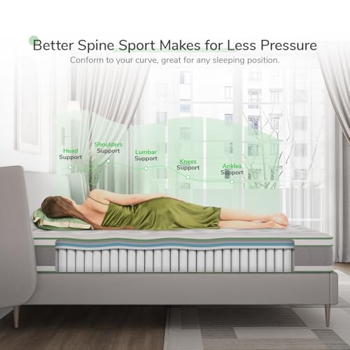 Novilla King Size Mattress 14 Inch, Hybrid Mattress King for Motion Isolation, Gel Memory Foam with Pressure Relief for Cool Night Sleep
