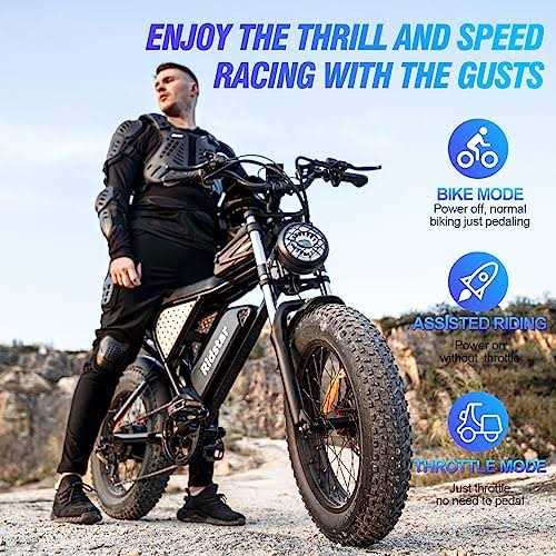 Ridstar Electric Motorcycles for Adults 1000W 13AH 25MPH Max 35Miles Ebike,20 Fat Tire Dirt Bike - Sports Supplies Online Store