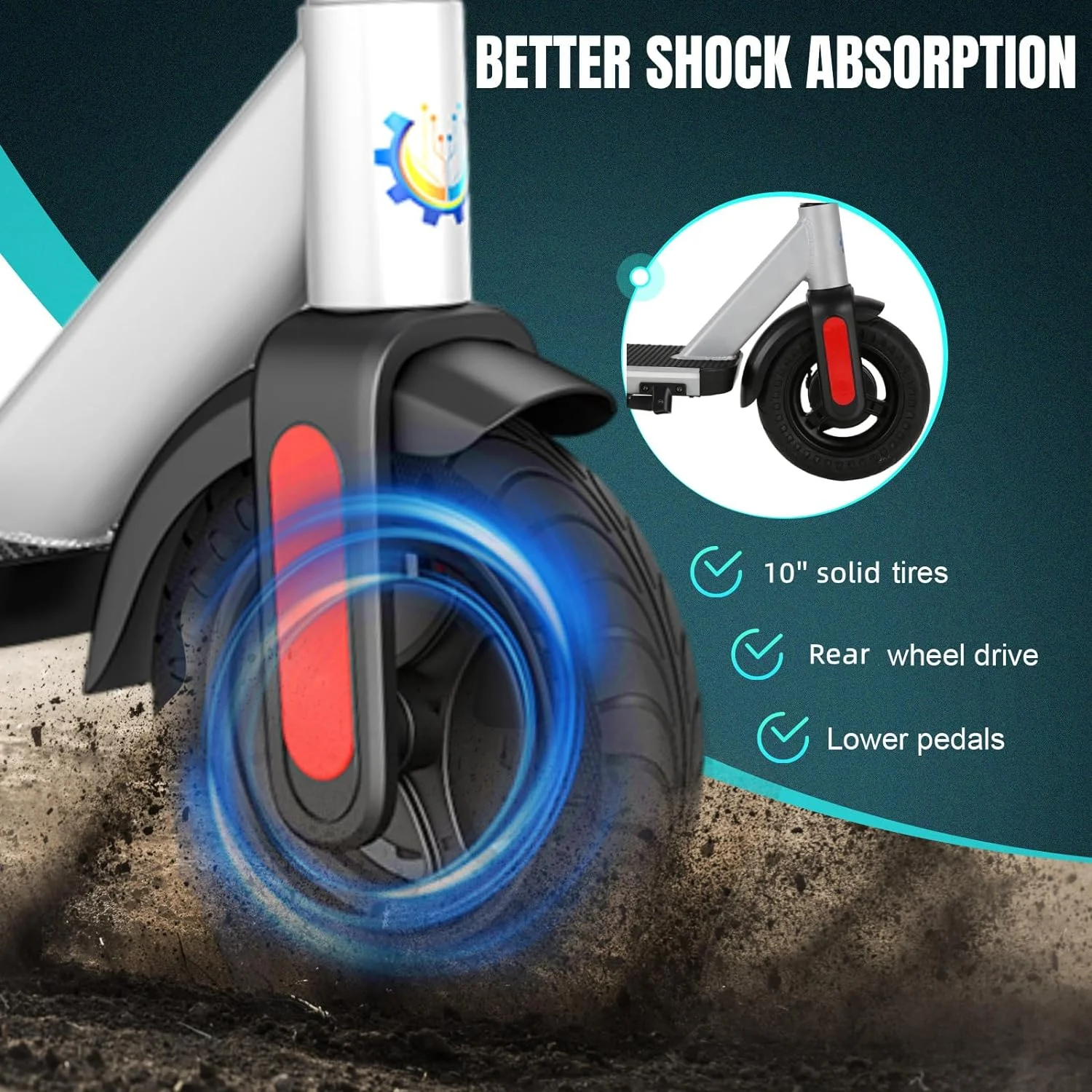 Caroma Electric Scooter for Adults, 20 Mph & 25 Miles Range, 10" Tires, 500W Commuter Motor Foldable Kick Scooters, Max Load 265 Lbs, Silver