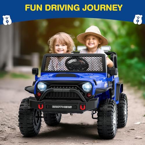 L8 2 Seater Ride On Car, 12V Kids Electric Car w/Remote Control, 4-Wheel Suspension, Bluetooth Speaker, Multi Music Modes, 3 Speeds, LED Lights
