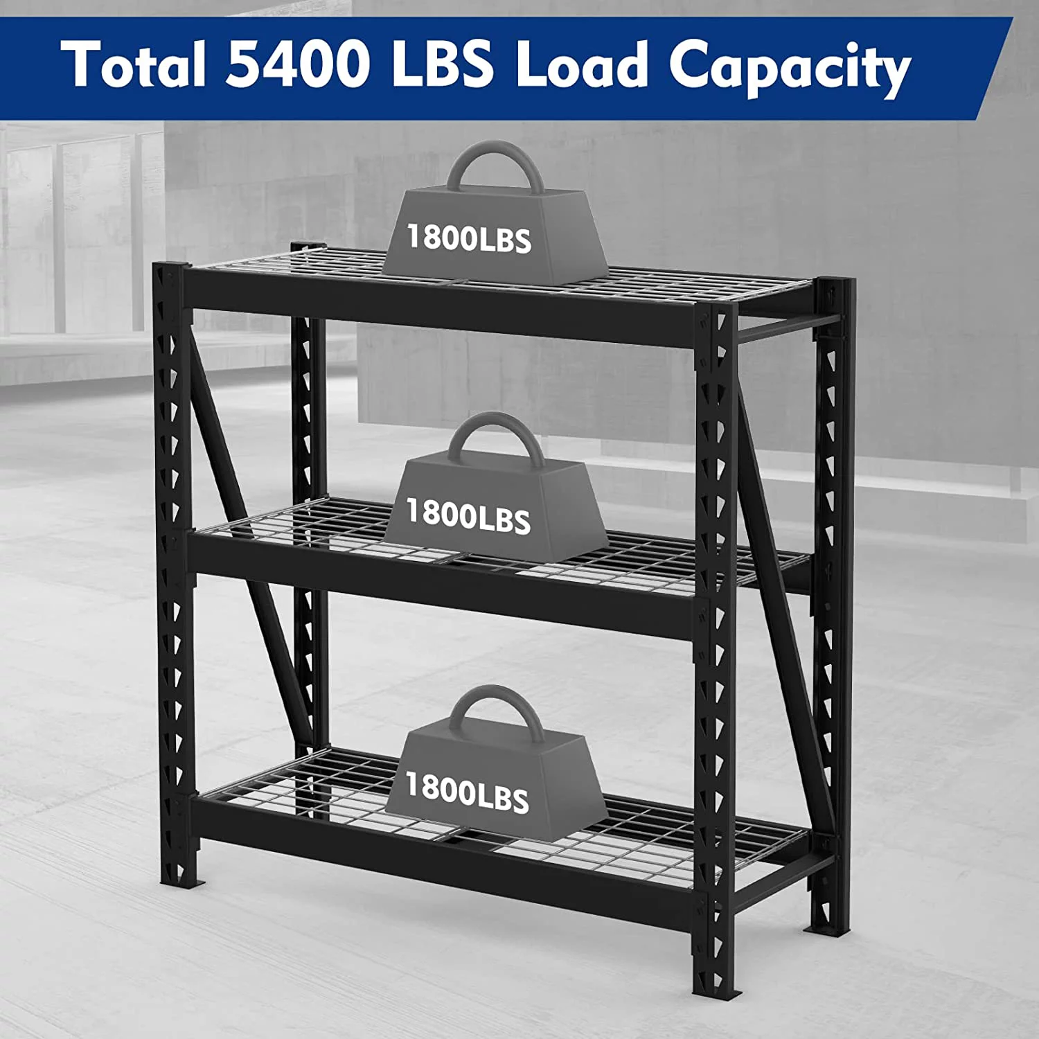 WORKPRO 3-Tier Garage Shelving Unit, Heavy Duty Metal Storage Rack, 50”W x 47”H x 18”D Height Adjustable, Industrial Shelving for Garage, Warehouse