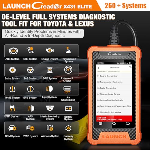 LAUNCH Creader Elite Bi-Directional OBD2 Scanner for Toyota Lexus, 2024 Full System Diagnostic Scan Tool, All Reset Service Code Reader, ECU Coding