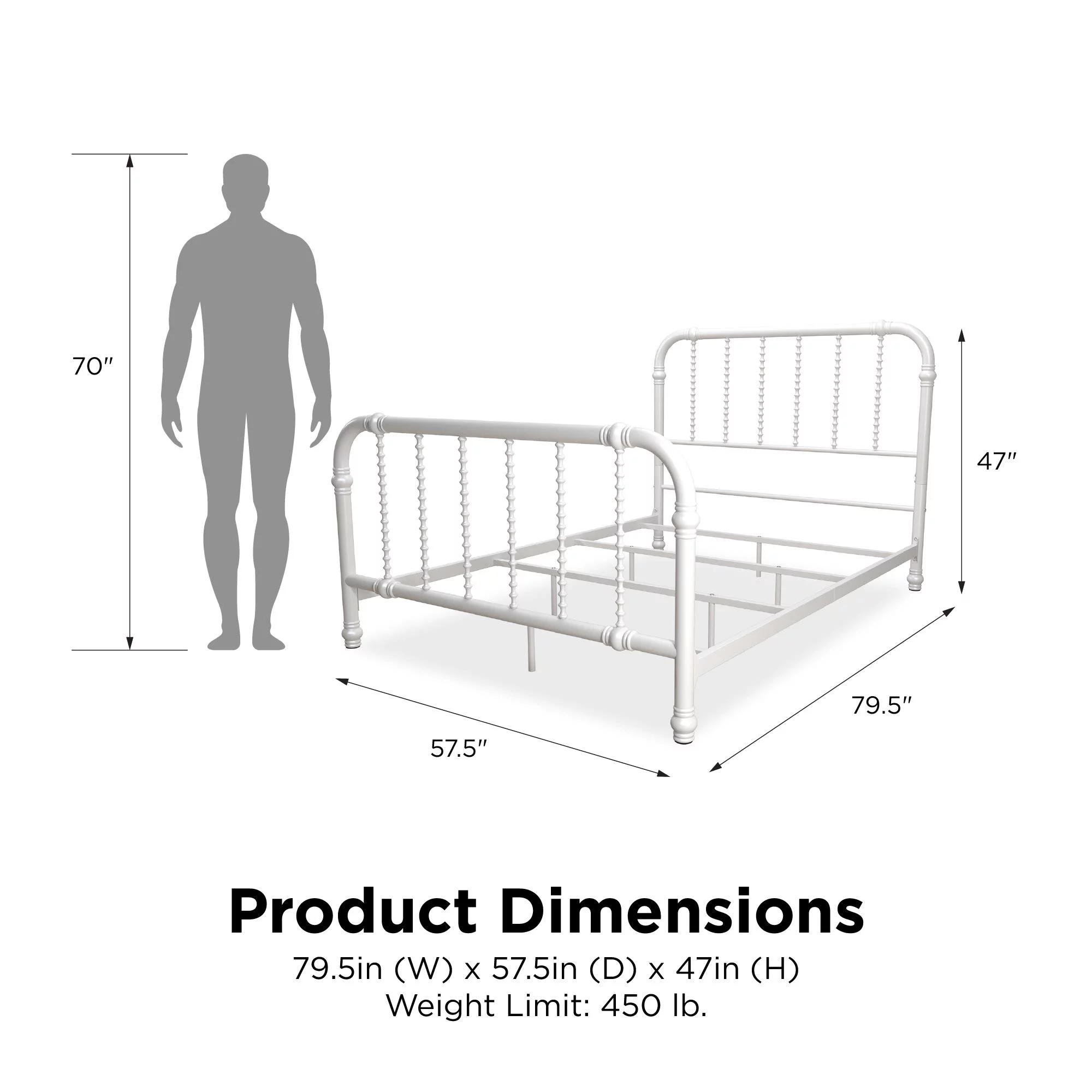 DHP Jenny Lind Metal Bed, Full, White