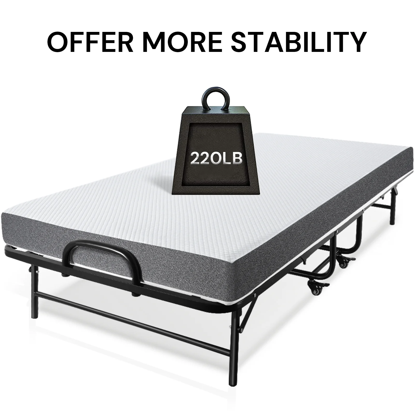 SunsGrove Folding Bed with Mattress, 75" x 31", Rollaway Bed Guest Bed Portable Foldable Extra Bed for Adults
