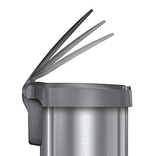 simplehuman 45 Liter / 12 Gallon Semi-Round Sensor Automatic Trash Can, Brushed Stainless Steel with Grey Plastic Lid