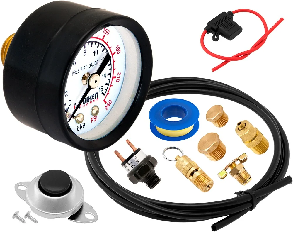 Vixen Horns Train Horn Kit for Trucks/Car/Semi. Complete Onboard System- 200psi Air Compressor, 3 Gallon Tank