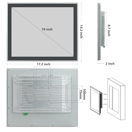 17 inch Android 11 Industrial Embedded Interactive Touchscreen Monitor, Capacitive Multi-Touch Tablet with Front IP65 Monitor, RAM 4G & ROM 32G