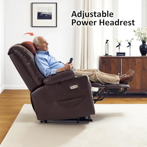 MCombo Large Triple Motor Power Lift Recliner Chair with Massage and Dual Heating, Adjustable Headrest for Tall Elderly People