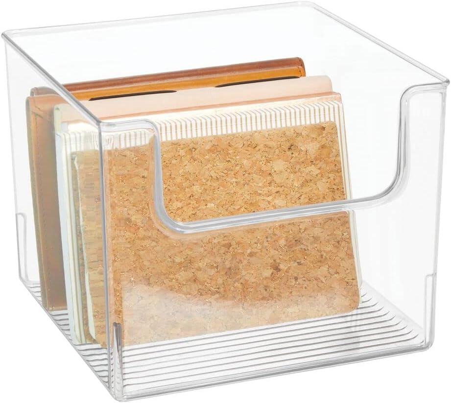 mDesign Modern Plastic Open Front Dip Storage Organizer Bin Basket for Home Office Organization - Shelf, Cubby, Cabinet