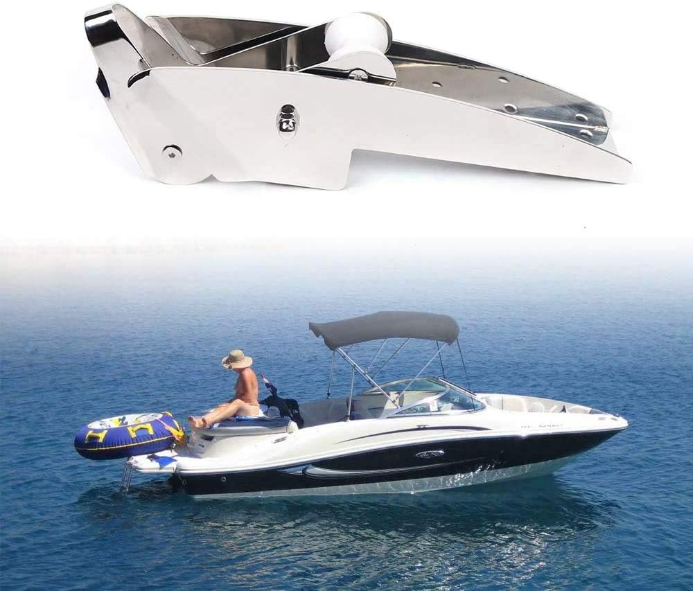 ISURE MARINE AISI 316 Stainless Steel Hinged Self-Launching Bow Anchor Roller with pivoting Dual-Roller 16.5''