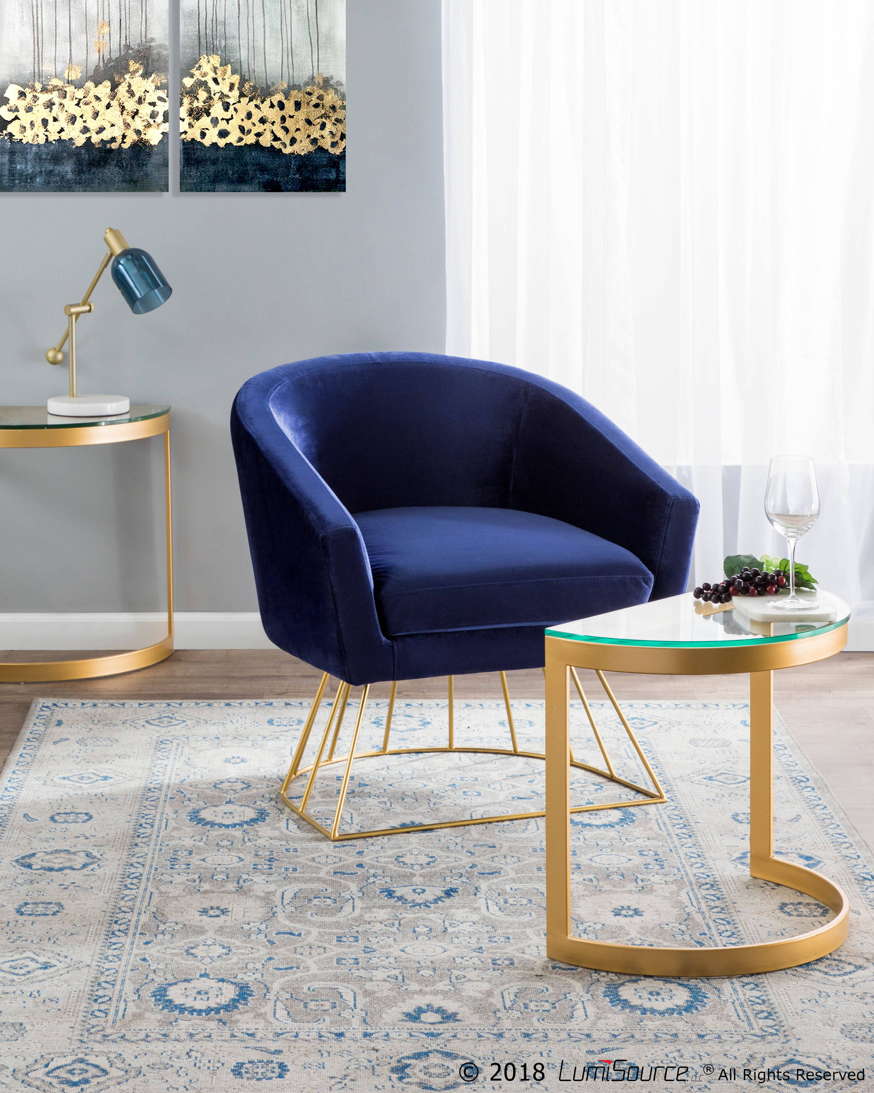 LumiSource Canary Gold Royal Blue Tub Chair