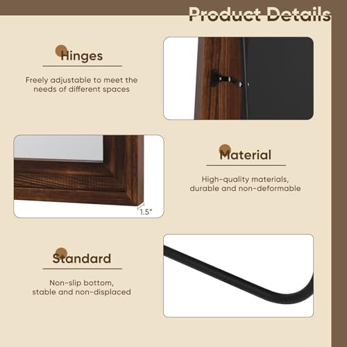 Full Length Mirror, 71"×32" Wooden Mirror Full Length with Stand Wood Floor Mirror, Oversized Stand Up Mirrors Large Wall Mirrors