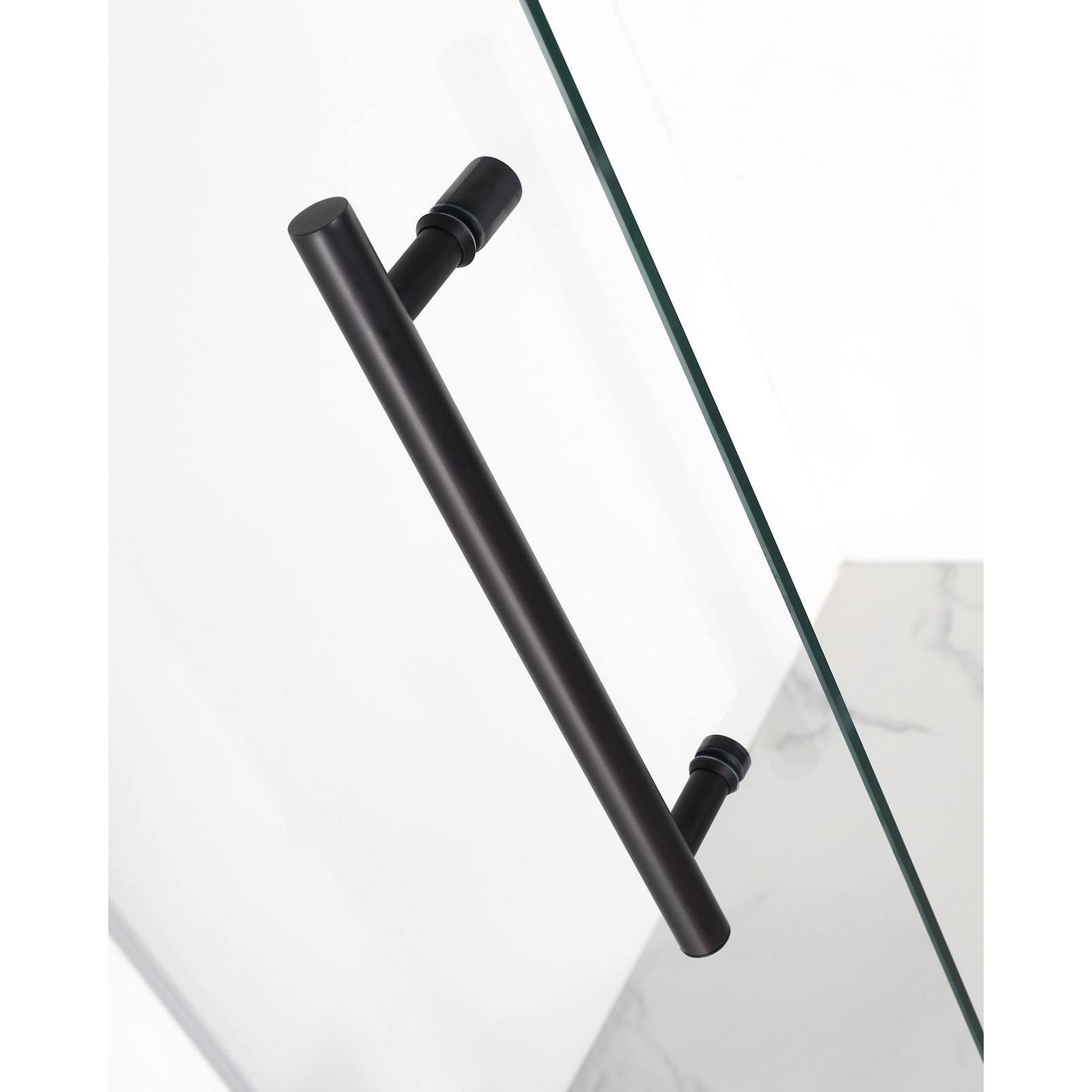 Aston Merrick 42 in. to 42.5 in. x 72 in. Frameless Hinged Neo-Angle Shower Enclosure in Stainless Steel