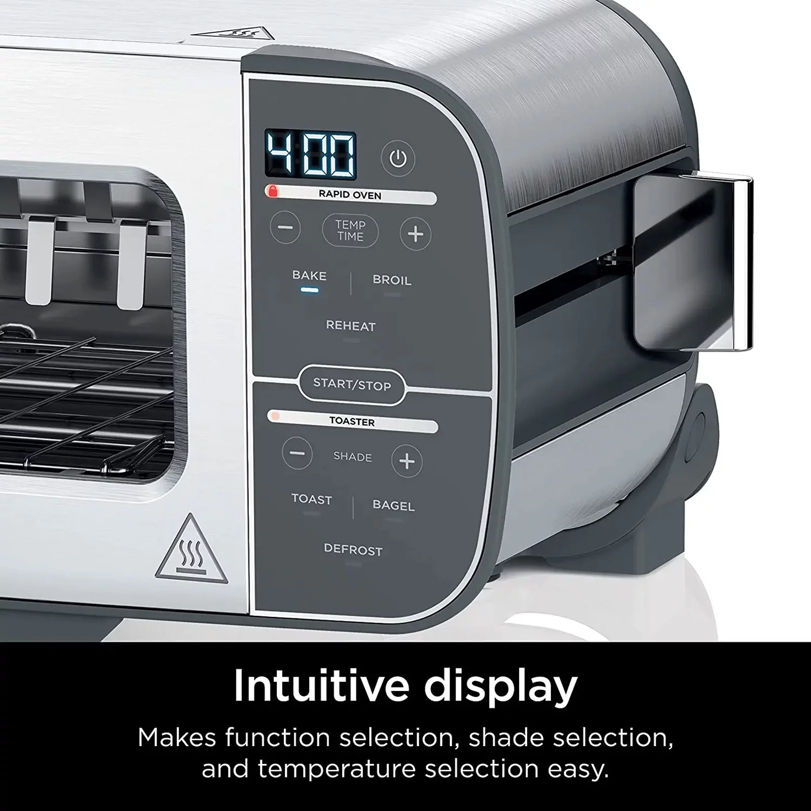 2-in-1 Flip Toaster Oven - Compact Toaster Oven for Reheat Defrost 2-Slice Capacity (Stainless Steel)