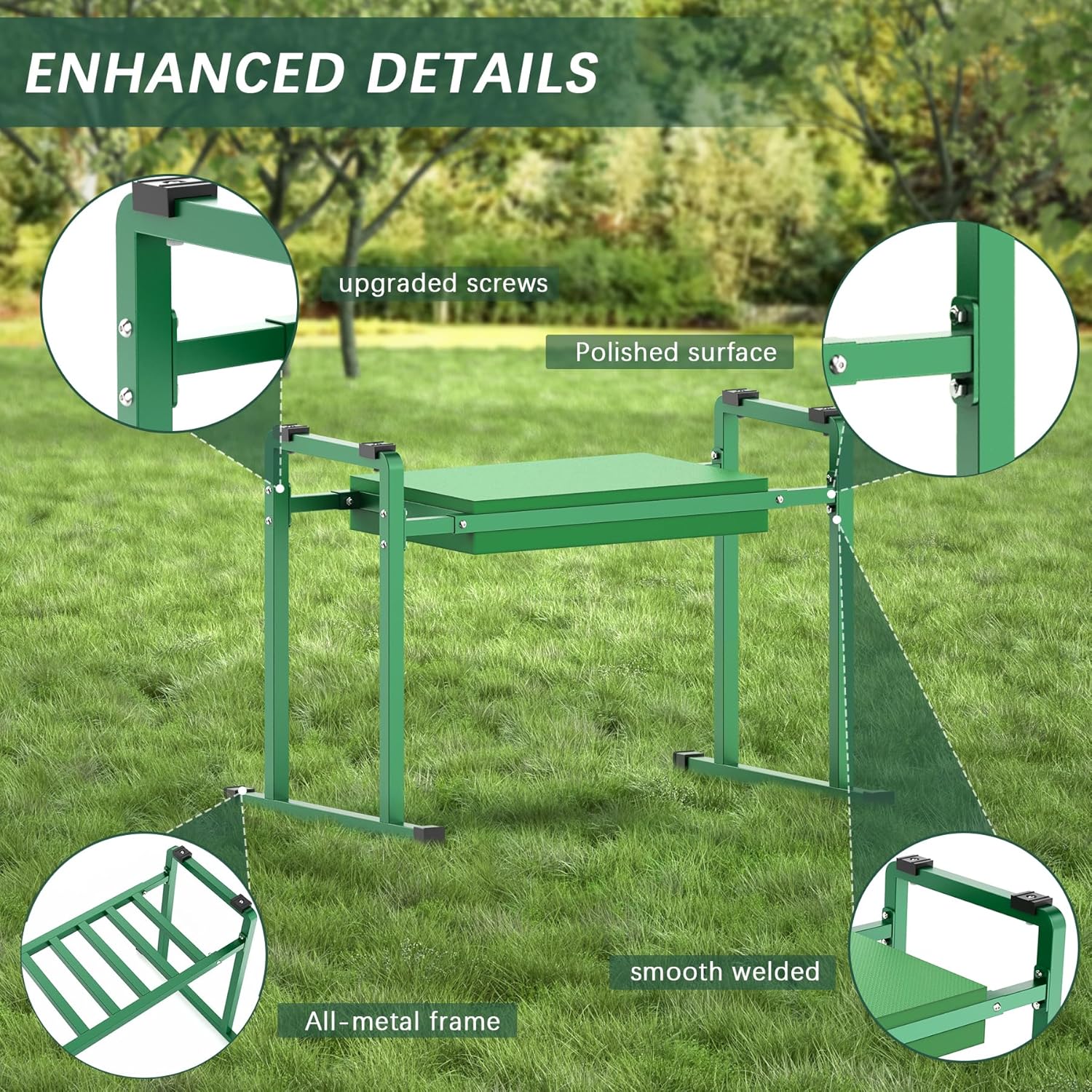 10.2" Wider Garden Kneeler and Seat, Stable and Save Anti-Tipping Garden Kneelers Seat with Handle, Heavy Duty Gardening Stool for Seniors
