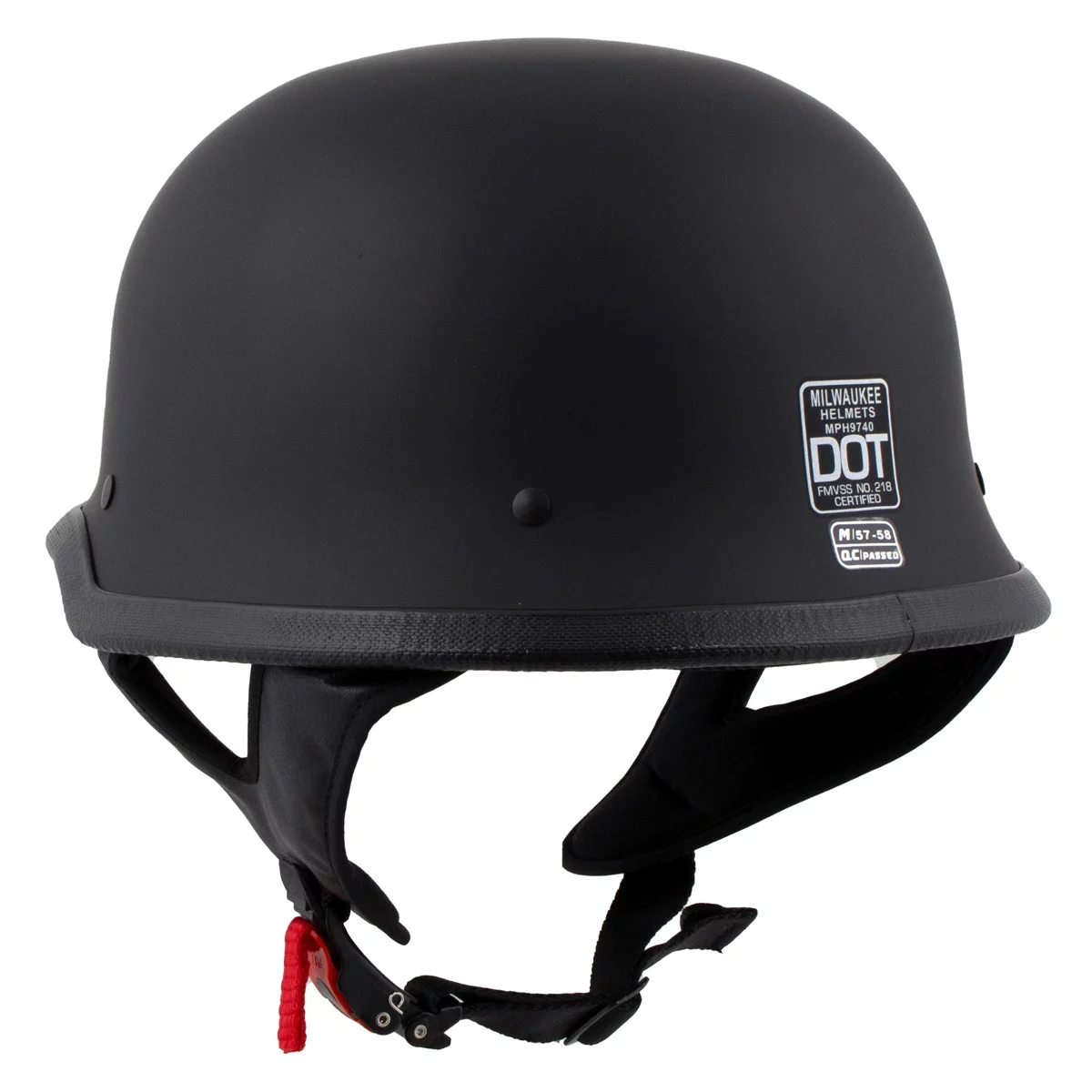 Milwaukee Helmets MPH9740DOT 'Motorrad' DOT German Style Matte Black Half Face Motorcycle Helmet for Men and Women Biker X-Large