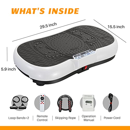 Vibration Plate Exercise Machine for Weight Loss – 100-Speed Platform with Bluetooth Speaker, Remote & Bands
