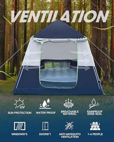 14.1'x6.5'x9' Inflatable Tents for Camping, Portable 6/8/10 Person Blow Up Air Tent