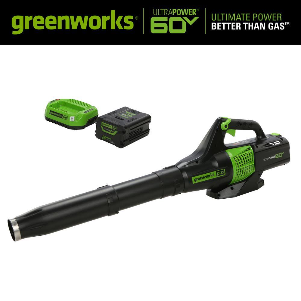 Greenworks Pro 125 MPH 450 CFM 60-Volt Battery Cordless Handheld Leaf Blower with 2.0 Ah Battery and Charger 2414402
