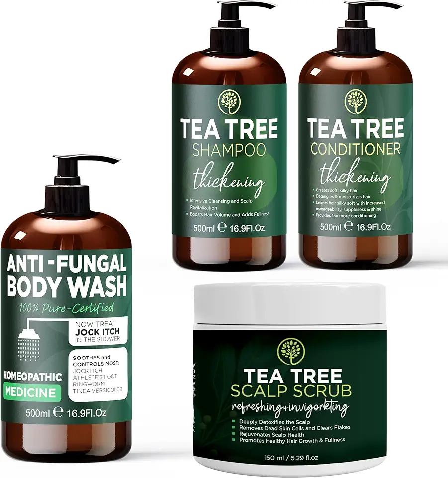 16.9 oz Tea Tree Antifungal Antibacterial Soap & Body Wash | Ringworm, Back Acne, Athlete's Foot, Tinea Versicolor, Nail Fungus