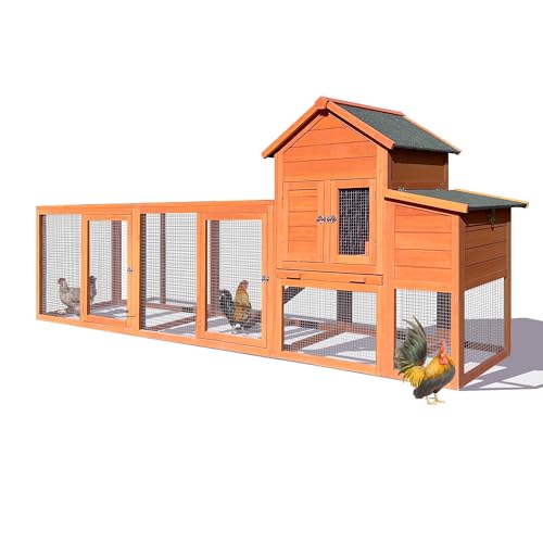 122" Large Chicken Coop with Nest Box and Removable Tray, Hen House for 2-6 Chickens, Outdoor Weatherproof Small Animal Cages
