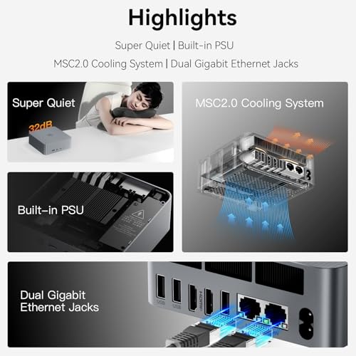Beelink Mini PC SER5 with AMD Ryzen 5 5500U Mini Computer(6C/12T, up to 4.0GHz), 32GB DDR4 500GB NVMe SSD