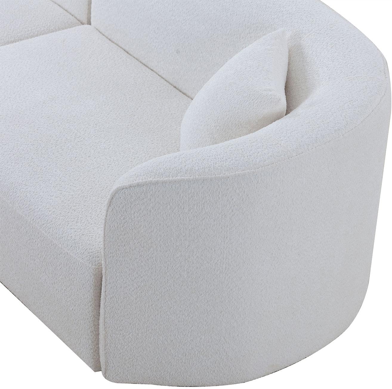 Luxury Modern Style Living Room Upholstery Curved Sofa with Chaise 2 Set, Left Hand Facing Sectional, Boucle Couch, White