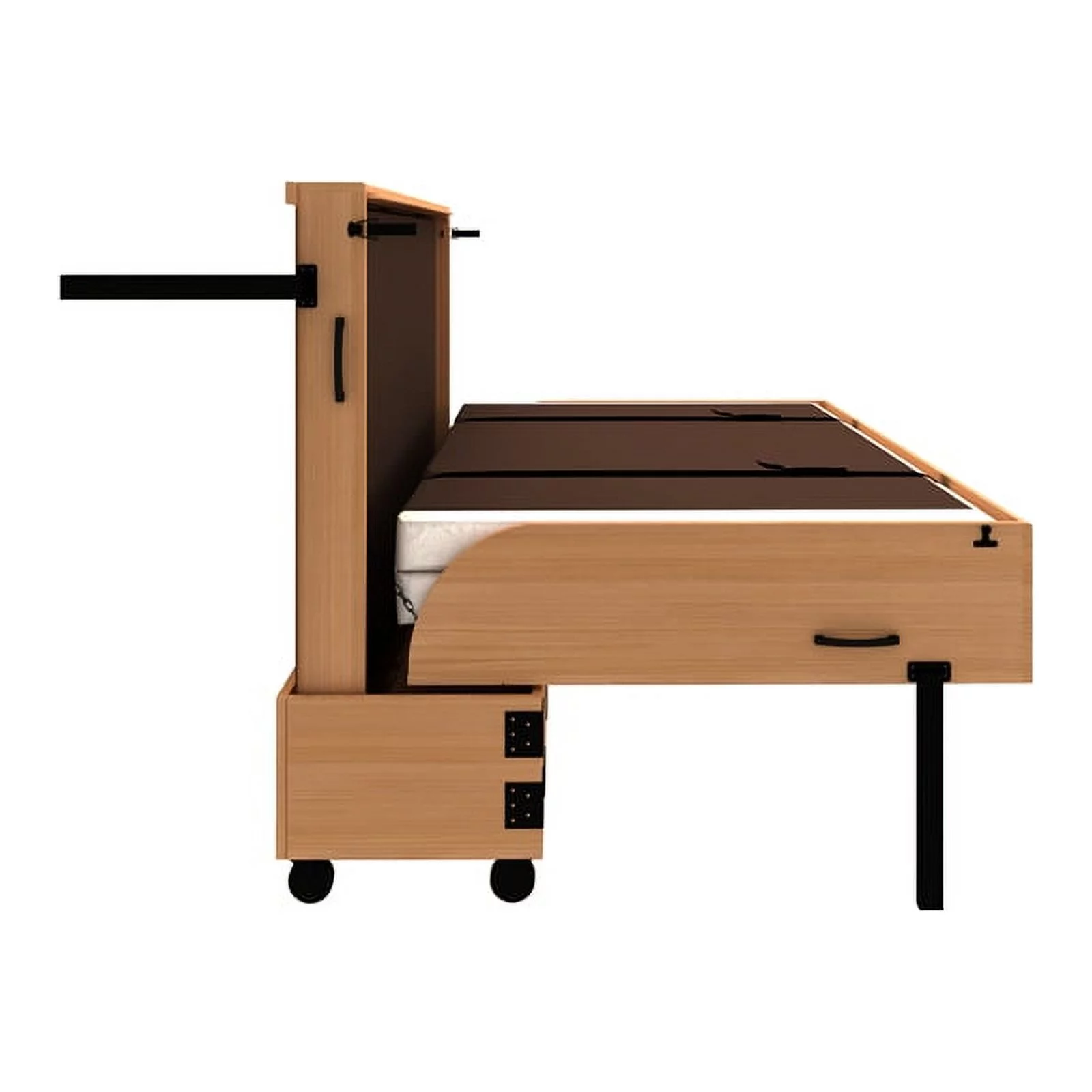 RoomAndLoft Ambrosia Queen Solid Wood Mobile Murphy Cabinet Bed in Natural