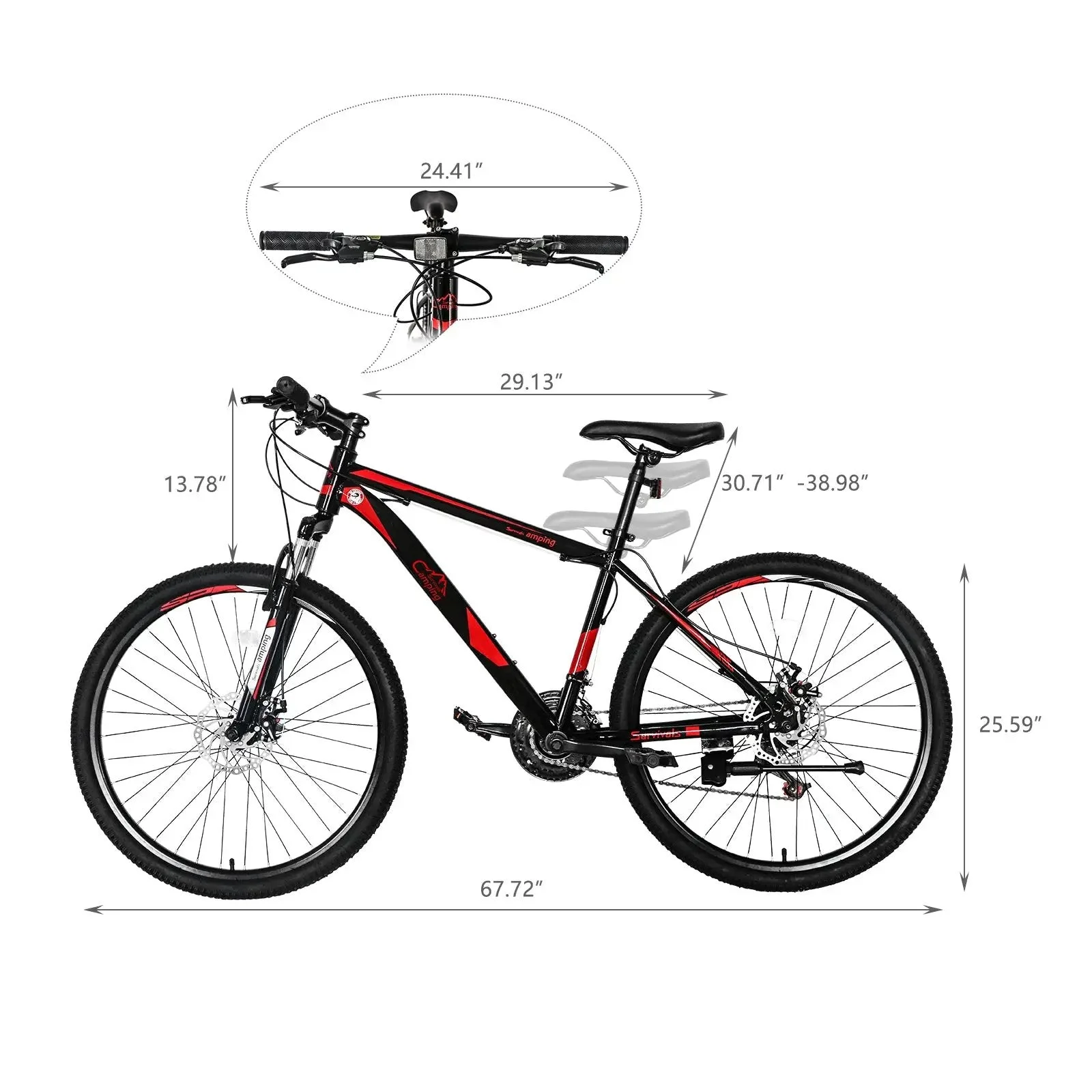 26 Inch 21 Speed Explorer Red Black Mountain Bike