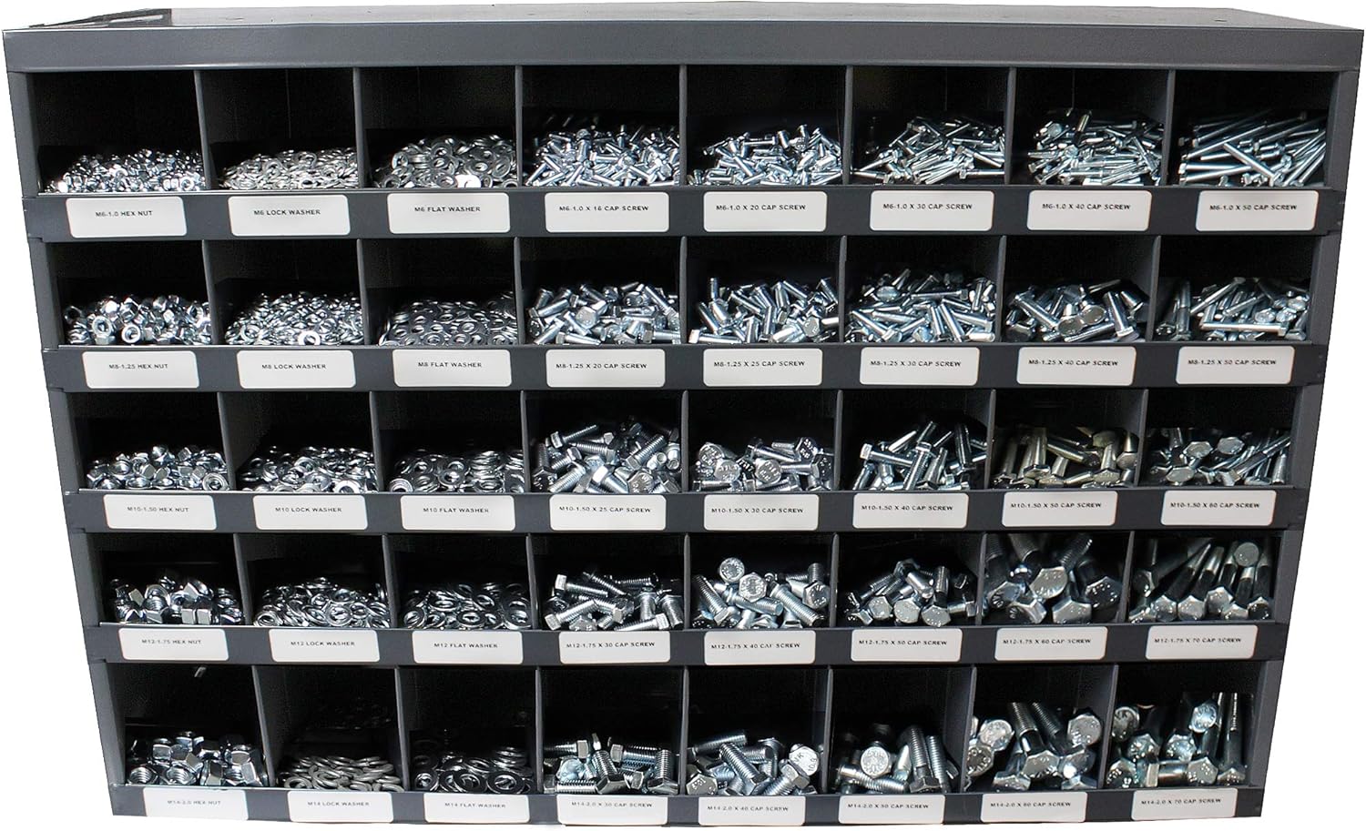3625 Piece Metric Class 10.9 Coarse Thread Bin Kit with 40 Hole Bin