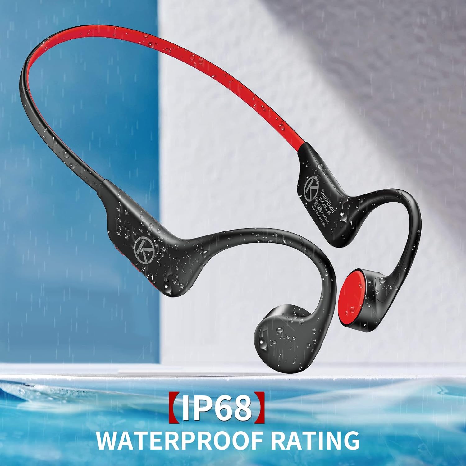 Bone Conduction Headphones, Open-Ear Bluetooth Sport Headphones, Built-in Mic Wireless Earphone Pack of 2