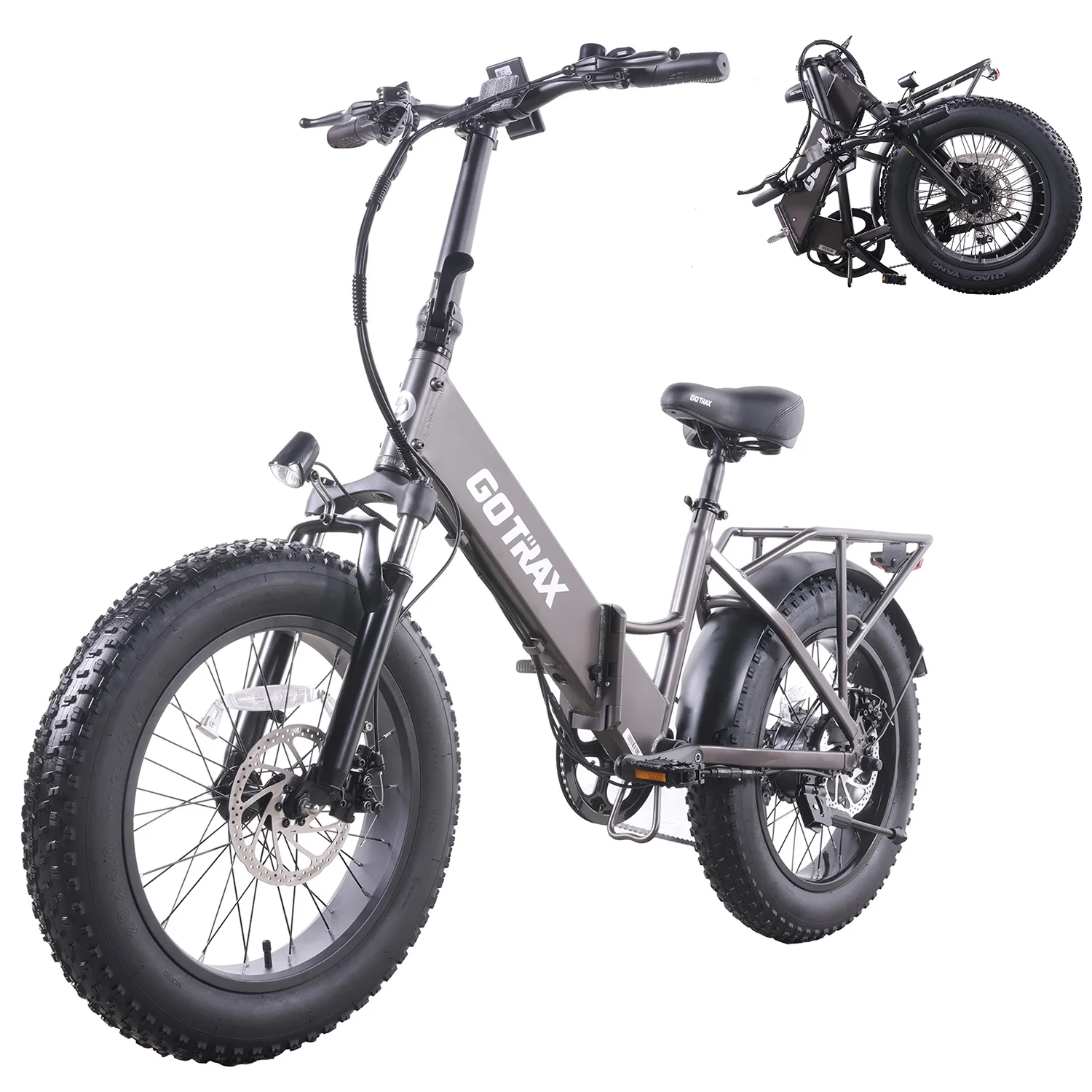 GOTRAX F3 500W Fat Tire Electric Bikes for Adults, 20" x 4" Off Road Tires 20MPH 60miles, Front suspension Folding Commuter E-Bike for Adult