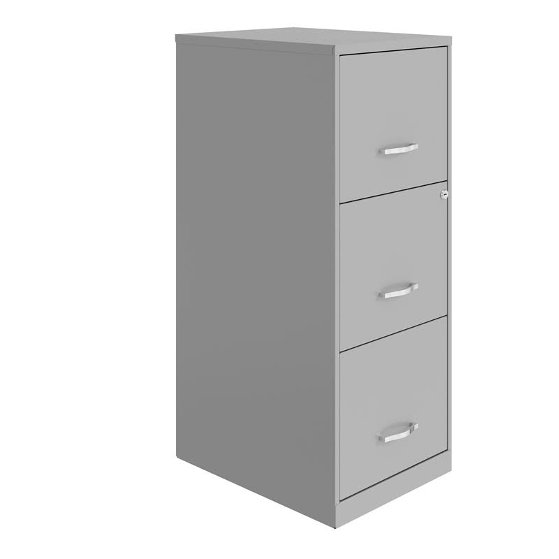 Space Solutions 3 Drawer Metal Vertical File Cabinet with Lock Arctic Silver - 25151