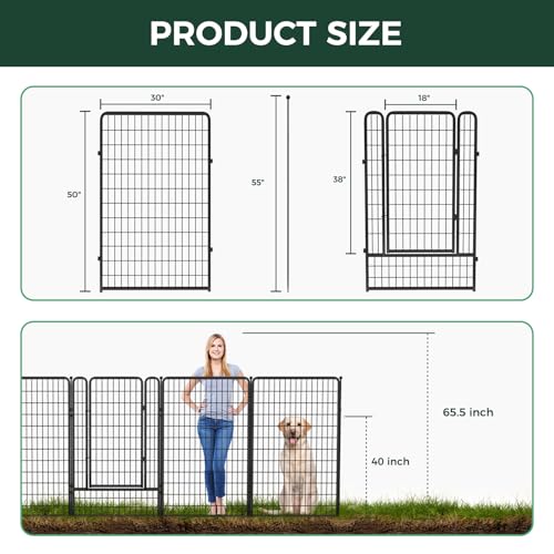 FXW Garden Fence 40in(H) x 36.0ft(L), 16 Panels Decorative Dog Fence Outdoor for The Yard – Heavy Duty Metal Animal Barrier for Dog and Rabbit