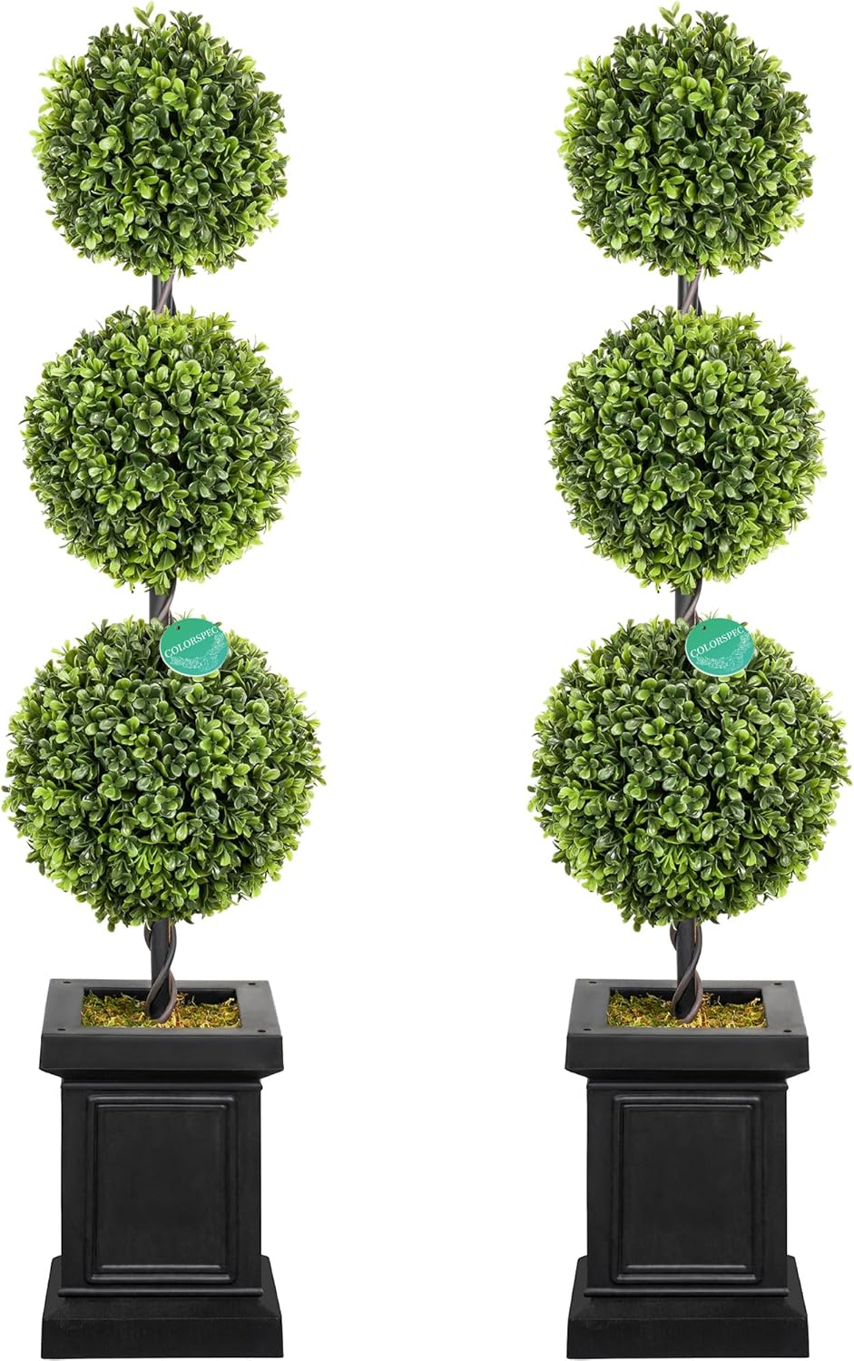 Artificial Topiary Outdoor Set of 2, 3.5ft Boxwood Outdoor Porch Trees