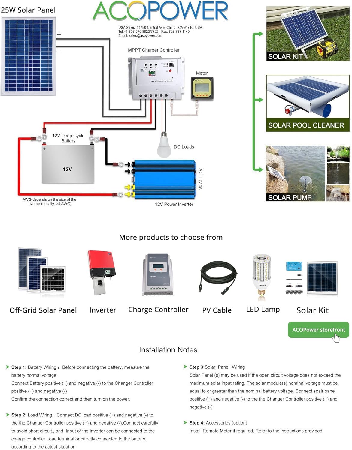 ACOPOWER 25W Poly Solar Panel, 25 Watt 12 Volt Small Solar Panel Single High Efficiency Polycrystalline Module for Battery Charger, Lighting, Boat