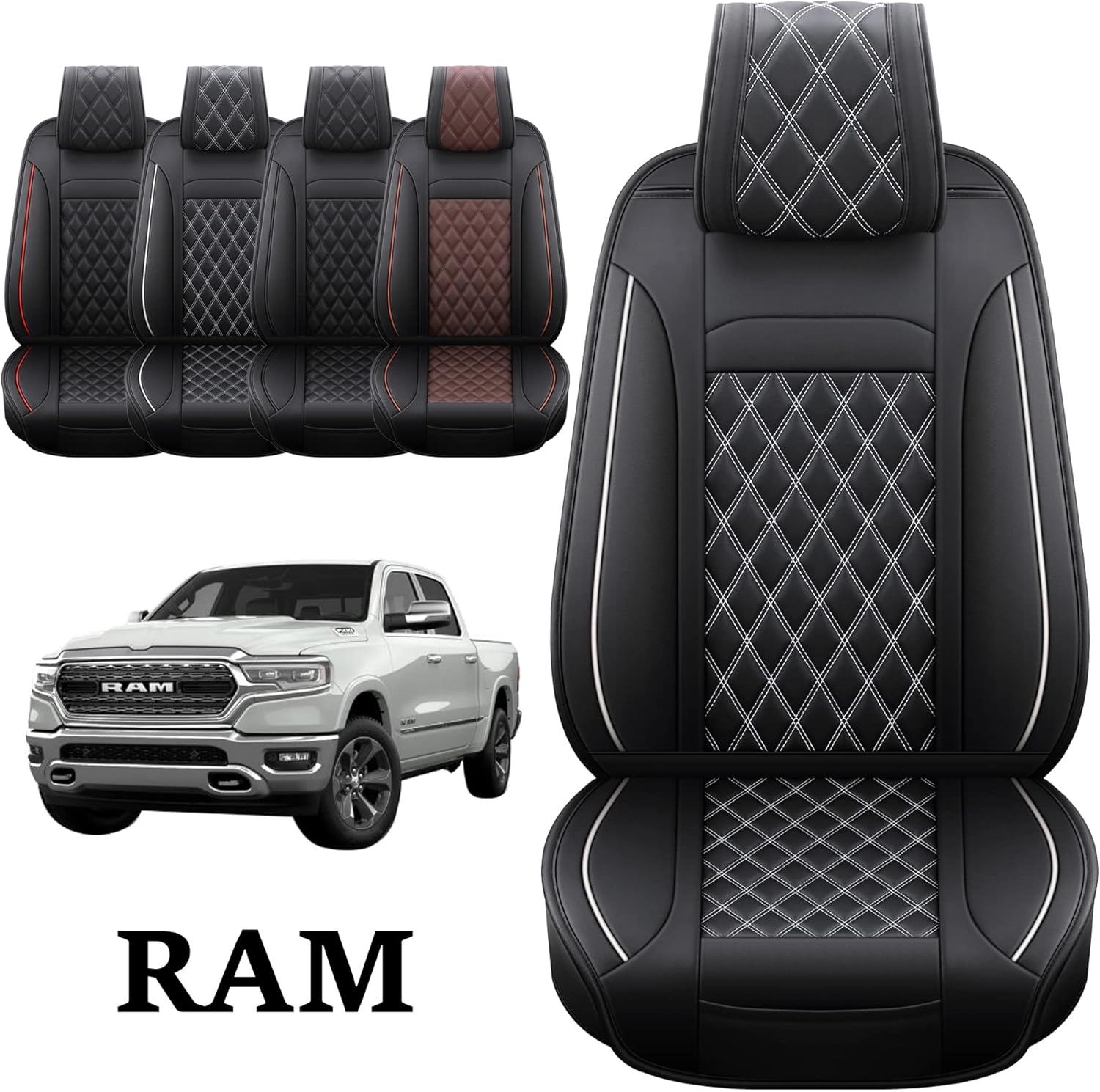 JOJOBAY Car Seat Covers for Dodge Ram,Fit 2009-2022 1500/2500/3500 HD Pick-up Truck,Crew,Regular,Quad,Mega Cab