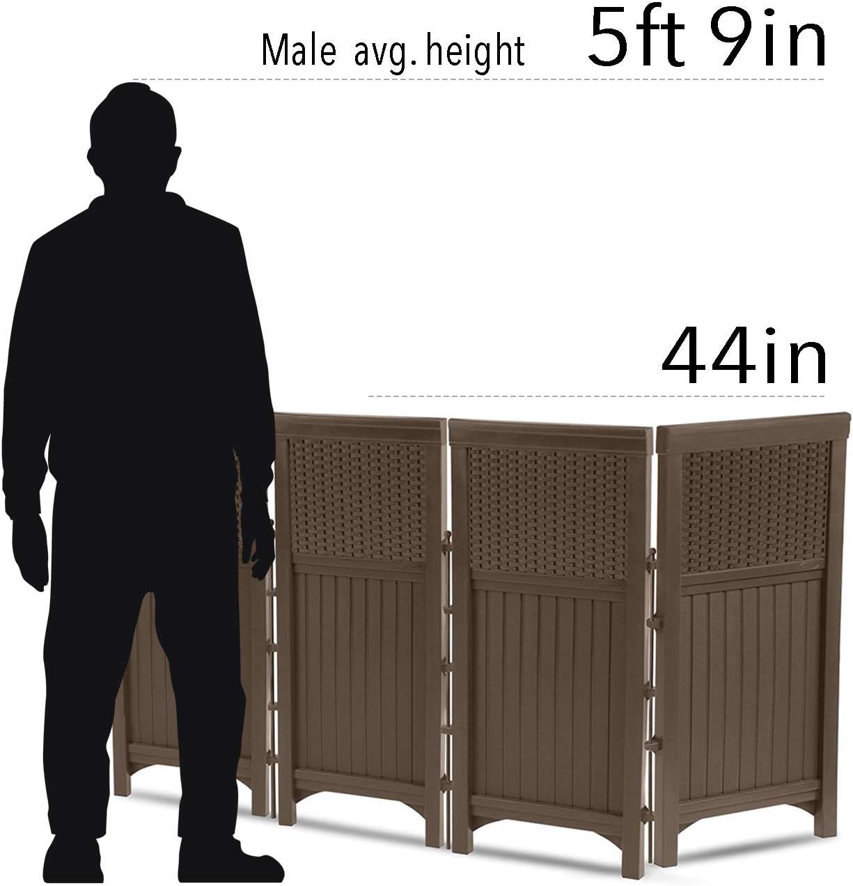 Suncast 4 Freestanding Wicker Resin Reversible Outdoor Panel Screen Enclosure, Brown