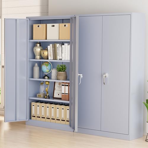 Greenvelly Metal Storage Cabinet, 72" Black Locking Storage Cabinets with Doors and 4 Shelves, Metal Cabinet for Garage Home Office, Classroom