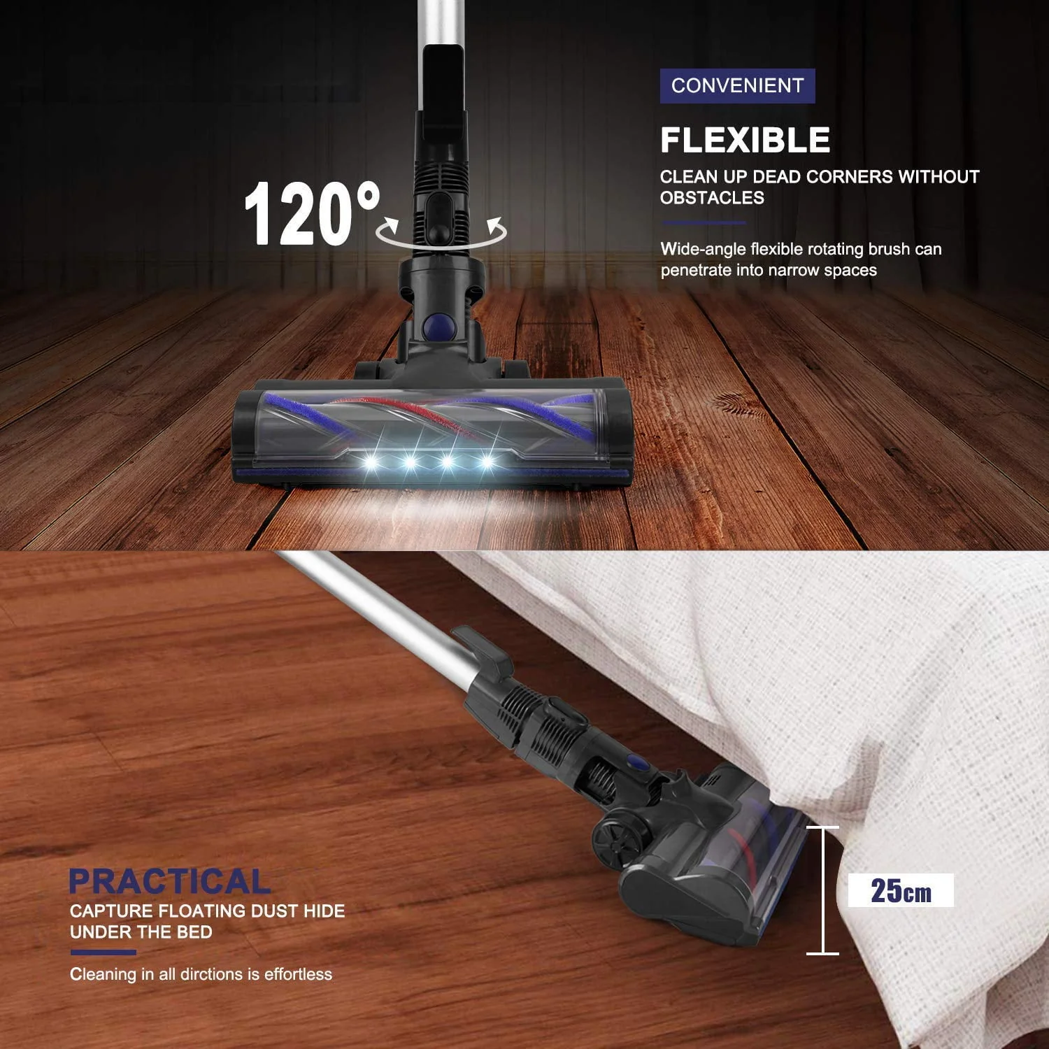 Moosoo Cordless Vacuum 4-in-1 Lightweight Stick Vacuum Cleaner, XL-618A
