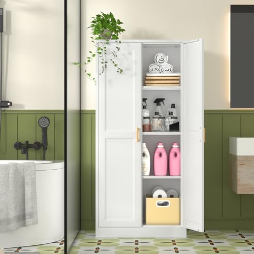 Pantry Cabinet, 71 Inch Tall Kitchen Storage Cabinet, Metal Pantry Cabinet with Doors and Adjustable Shelves, Black Food Cupboard