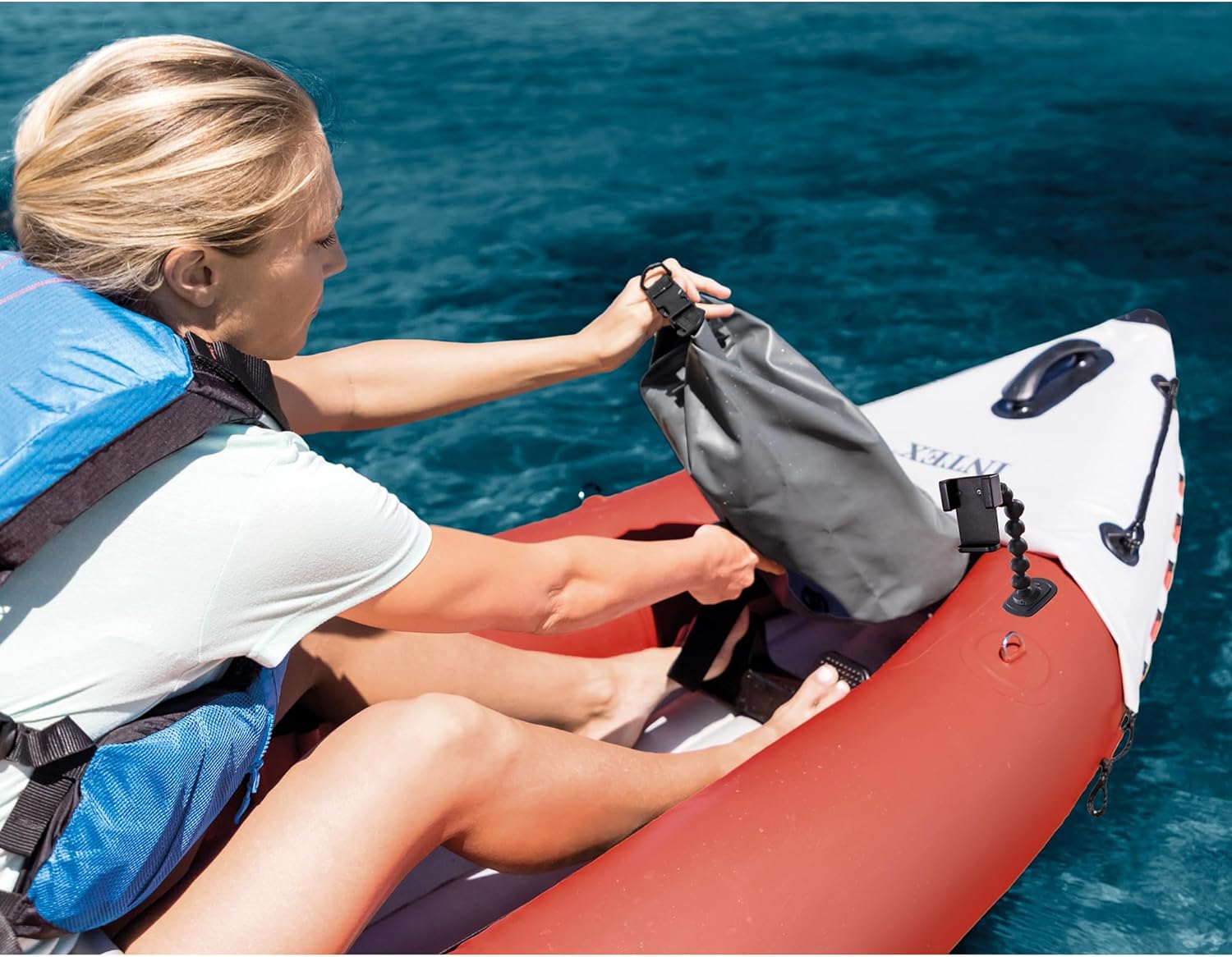 Intex 68309EP Excursion Pro K2 Inflatable Kayak Set: Includes Deluxe 86in Kayak Paddles and High-Output Pump – SuperTough PVC – Adjustable Bucket