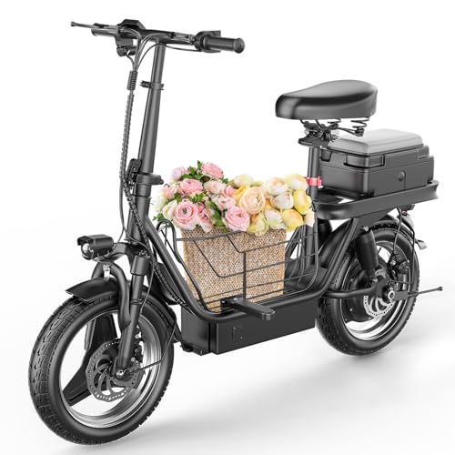 500W Electric Scooter for Adults, 36V 13AH/48V 15Ah Battery, 20-25MPH, 20-30 Miles Range, Shock Absorbers, Rear Basket/Box