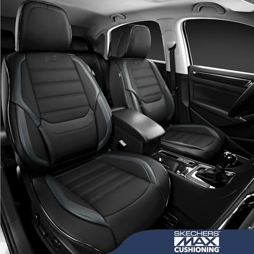 Skechers MAX Cushioning Seat Covers,Memory Foam Leather Car Seat Covers,Waterproof Car Seat Protector Front Seats